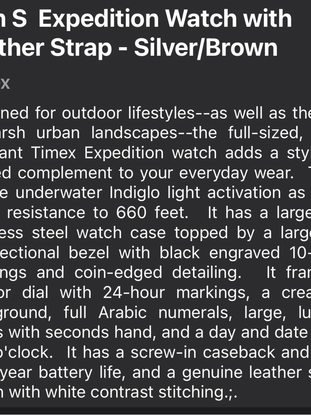 Timex Silver Case Watch with Cream Dial and Brown Leather Strap